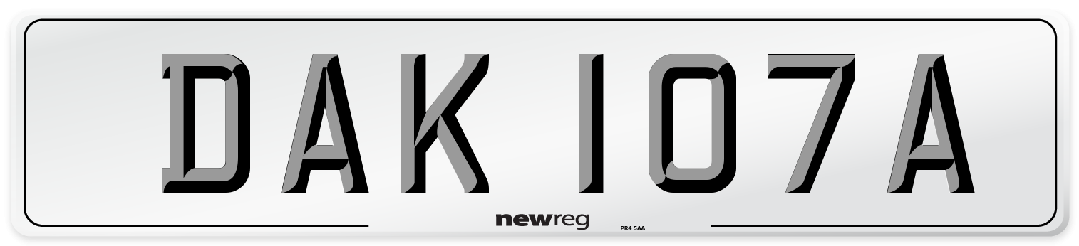 DAK 107A Number Plate from New Reg